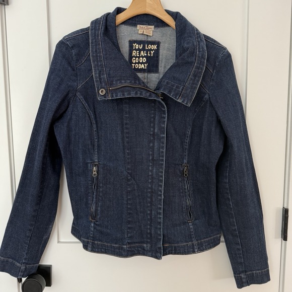 Dick & Jayne Los Angeles Denim Jacket Women's Asymmetrical Zip Front Size MED - Picture 3 of 7